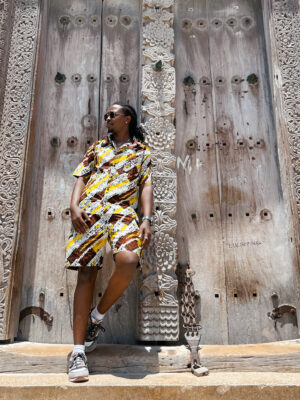 Brown Grafiti shirt and short Fadhili Original