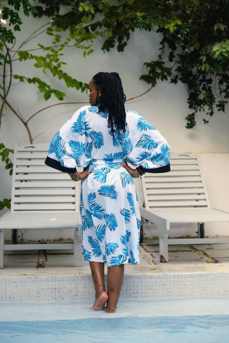 Beach Kimono Blue flower Fadhili Original